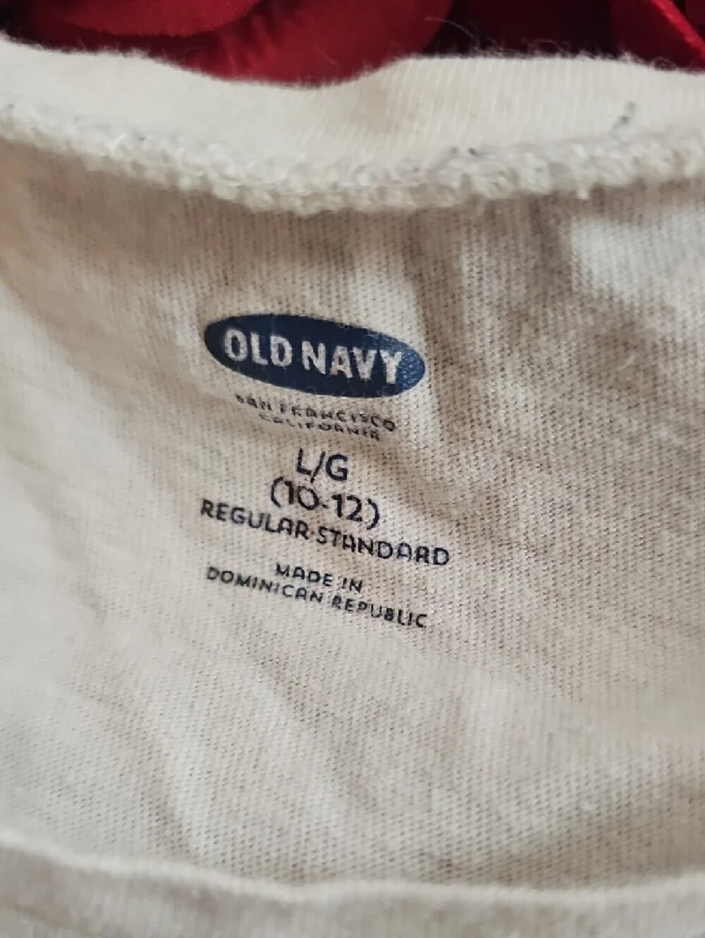 Old Navy White Tee with Blue Graphic Heart and Laurel